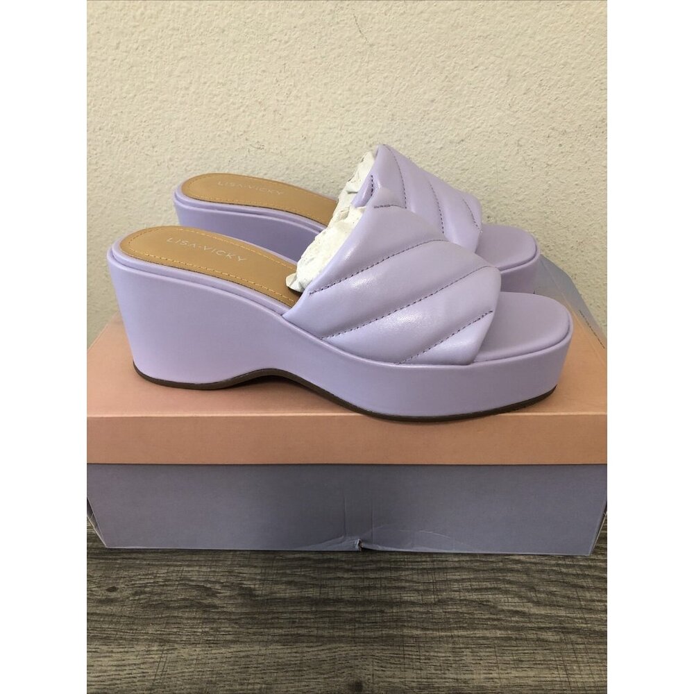Lisa Vicky. LEAD-V Platform Sandal Slides In Lavender Size 8